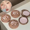 Little Angel Pearl Glow Highlighter Palette 4 Shades Fine Shimmer Face Illuminator Powder Waterproof Long Wear Makeup Gift