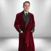 Long Velvet Smoking Jacket Shawl Lapel Wedding Groom Coat Men Suit Blazer with Belt Just the coat