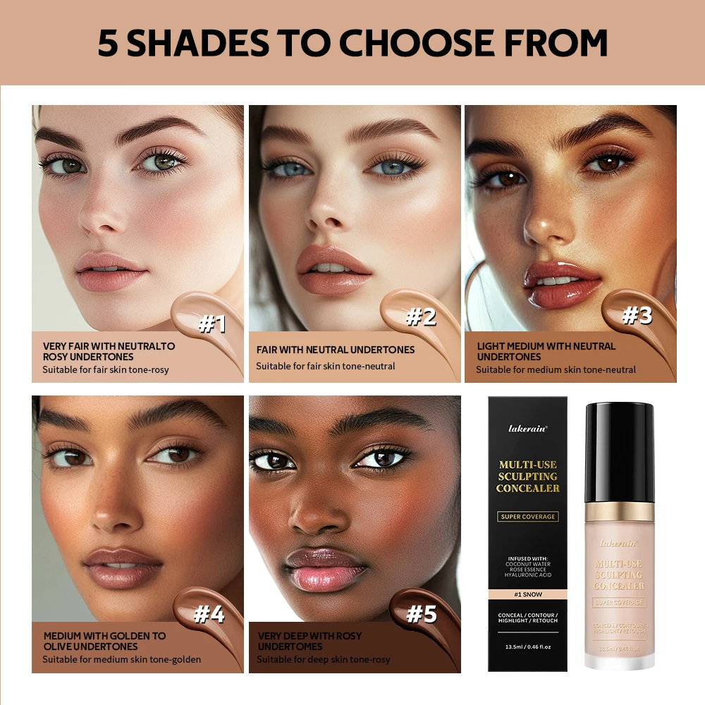 Long-lasting Coverage Concealer Matte Foundation Multi-Use Cream Oil Free Highlight and Retouch Face Makeup Products for Women - Image 2
