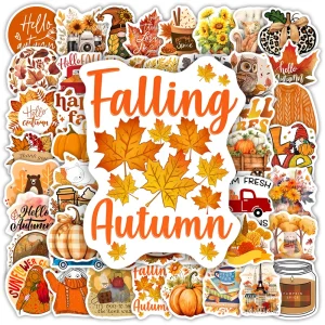Lovely Fall Autumn Illustration Stickers DIY Gift Vinyl Waterproof Decals for Scrapbook Diary Junk Journals Laptop Phone Bottle