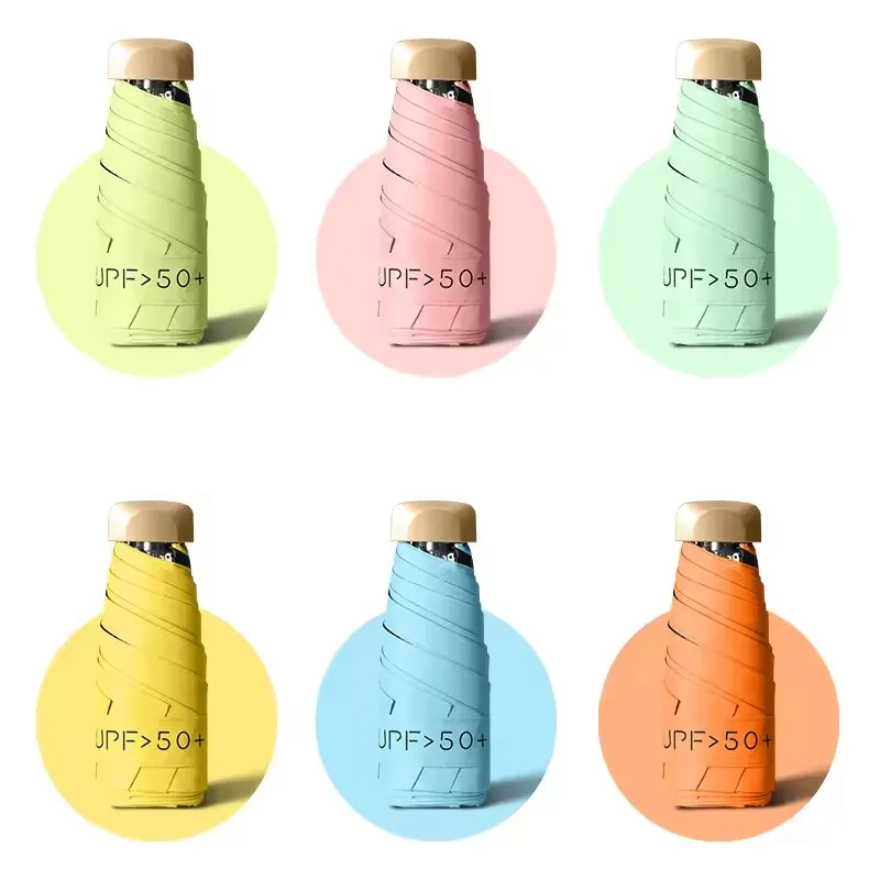 Low Price Promotion Mini Sun Umbrella Pocket Rain Umbrella Vinyl Folding UV Ultraviolet Protection Sun Shade Pocket Parasol - Image 4