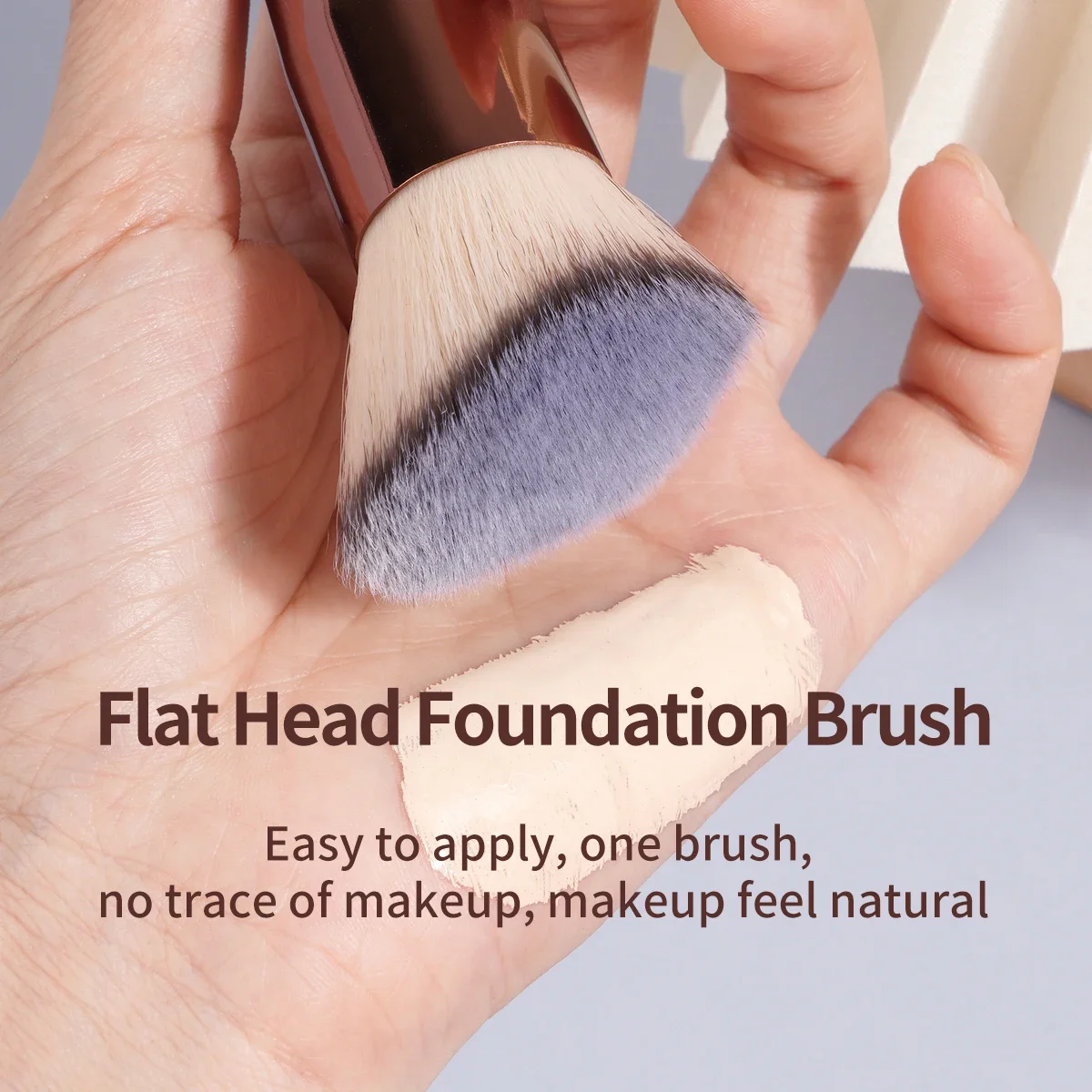 MAANGE 2PCS Foundation Makeup Brush Set Flat Angled Kabuki Powder Blush Brush For Liquid Soft Bristles Cosmetic Makeup Tools - Image 5