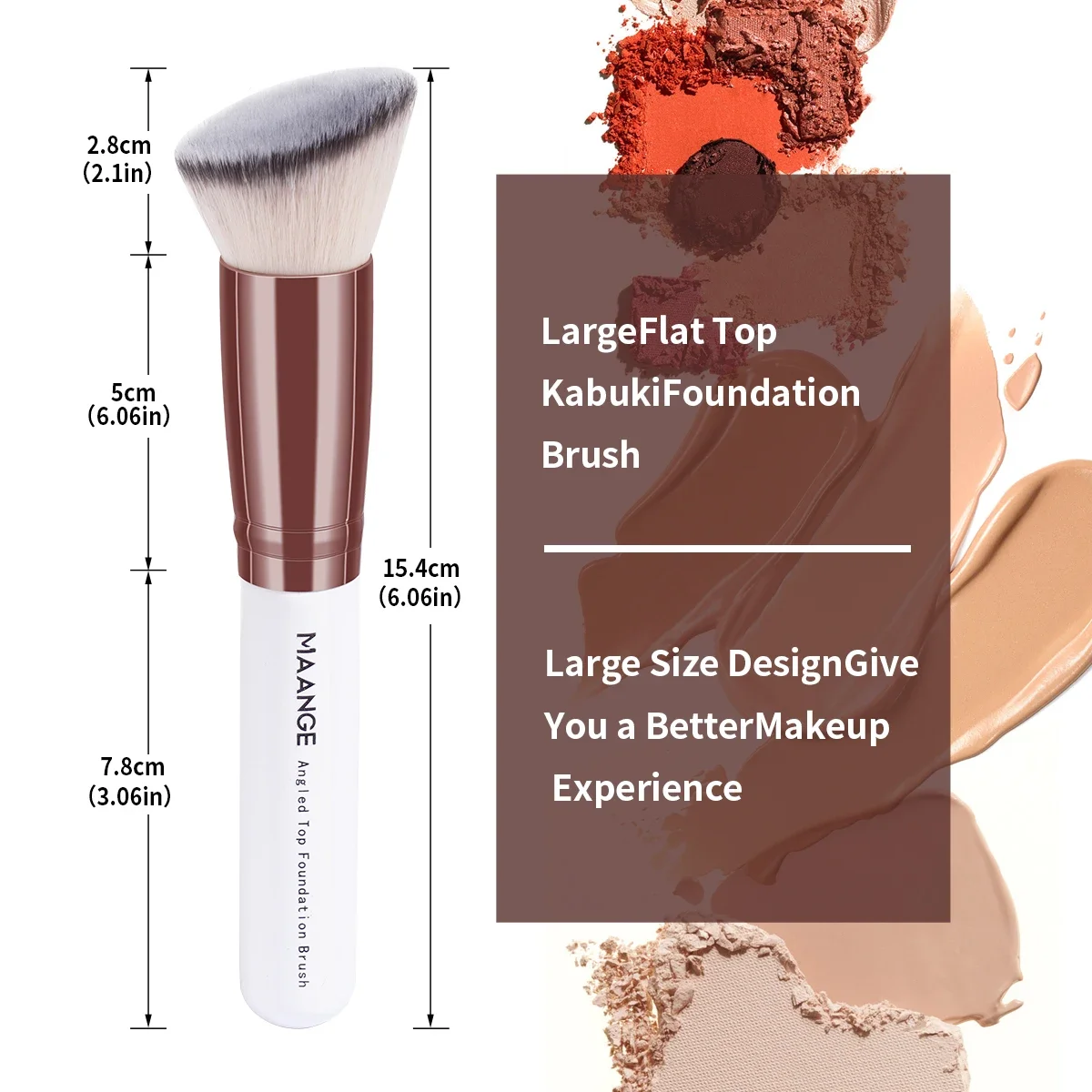 MAANGE 2PCS Foundation Makeup Brush Set Flat Angled Kabuki Powder Blush Brush For Liquid Soft Bristles Cosmetic Makeup Tools - Image 4
