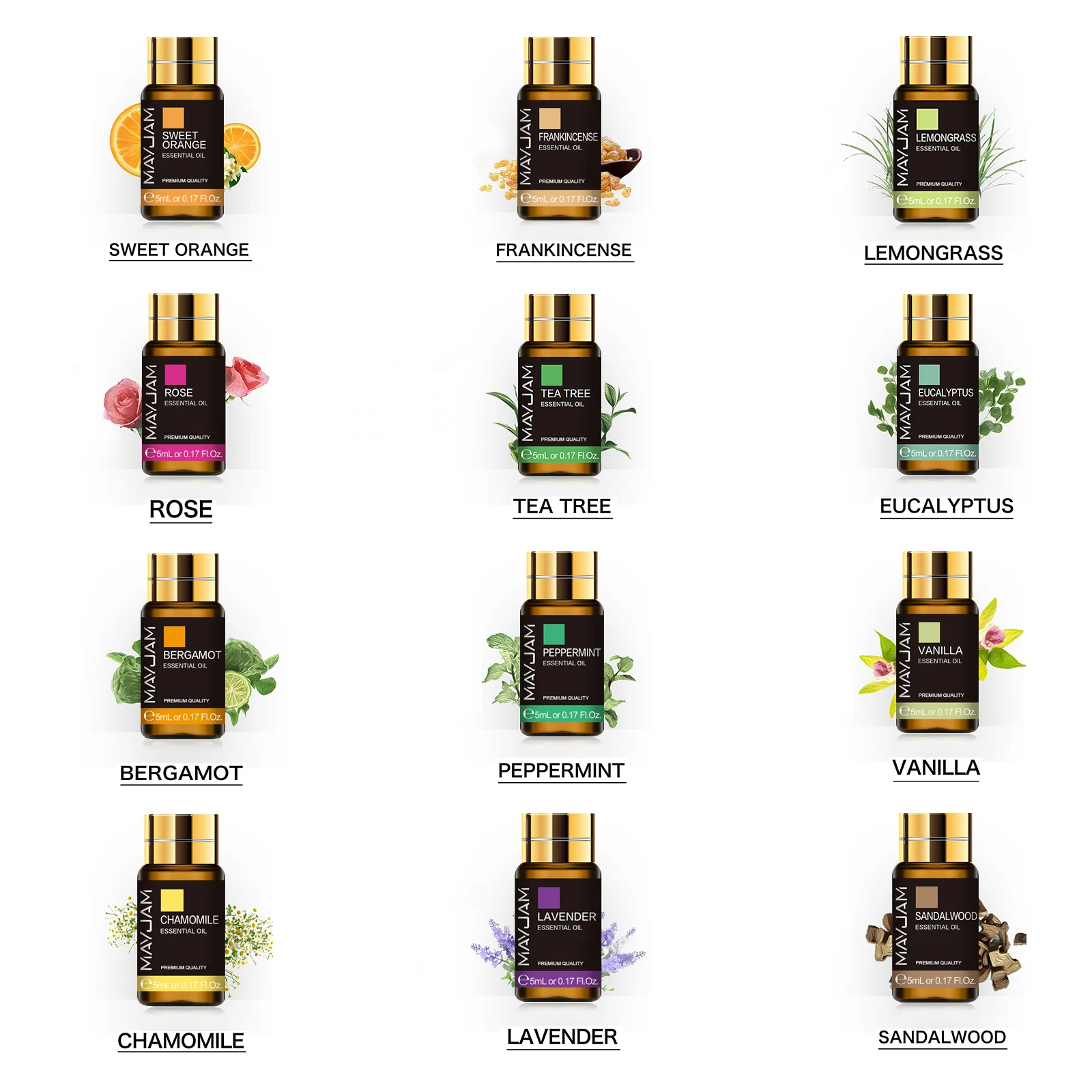 MAYJAM 20 Bottles Essential Oils Set for Humidifier Aroma Diffuser Lavender Jasmine Eucalyptus Vanilla Sandalwood Fragrance - Image 4