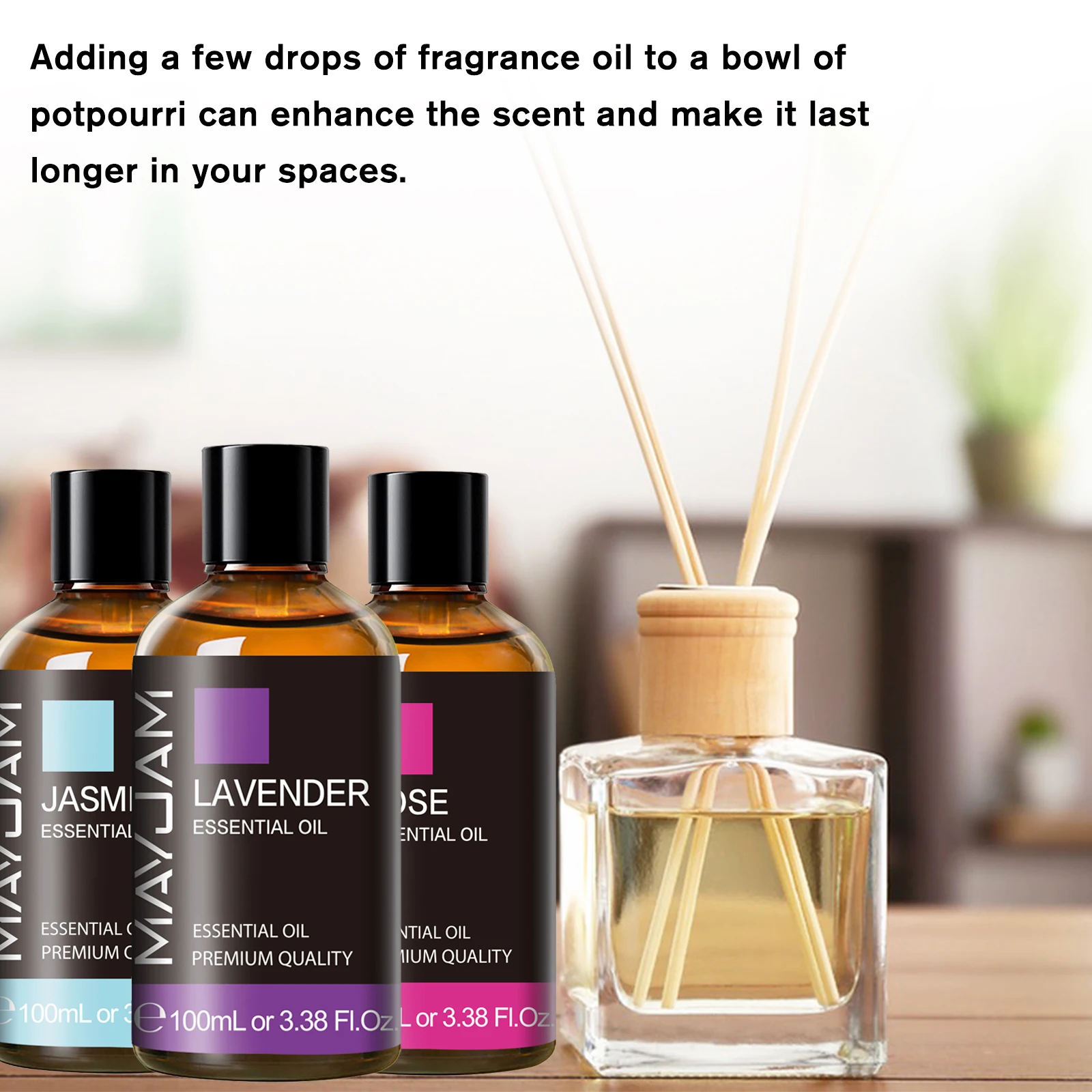 MAYJAM 3.38 Fl Oz Aromatherapy Essential Oil Lavender Eucalyptus Peppermint Lemon Bergamot Tea tree Scent 1PCS 100ML Aroma Oil - Image 5