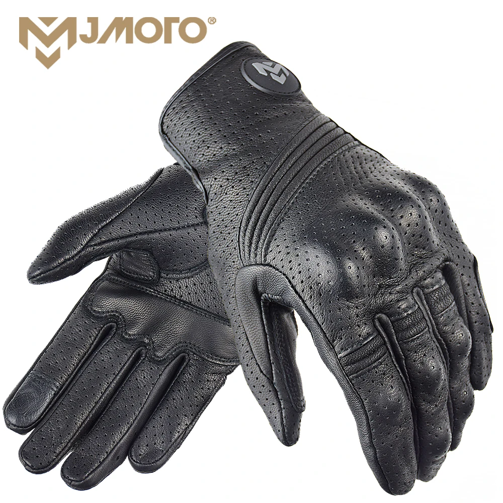 MJMOTO Men's Retro Leather Motorcycle Gloves Full Finger Non-Slip Protective Motorbike Cycling Gloves for Motocross Off-road MX - Image 2