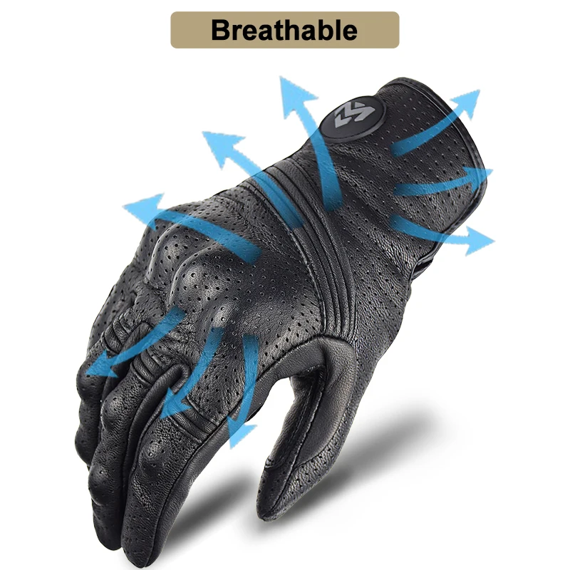 MJMOTO Men's Retro Leather Motorcycle Gloves Full Finger Non-Slip Protective Motorbike Cycling Gloves for Motocross Off-road MX - Image 4