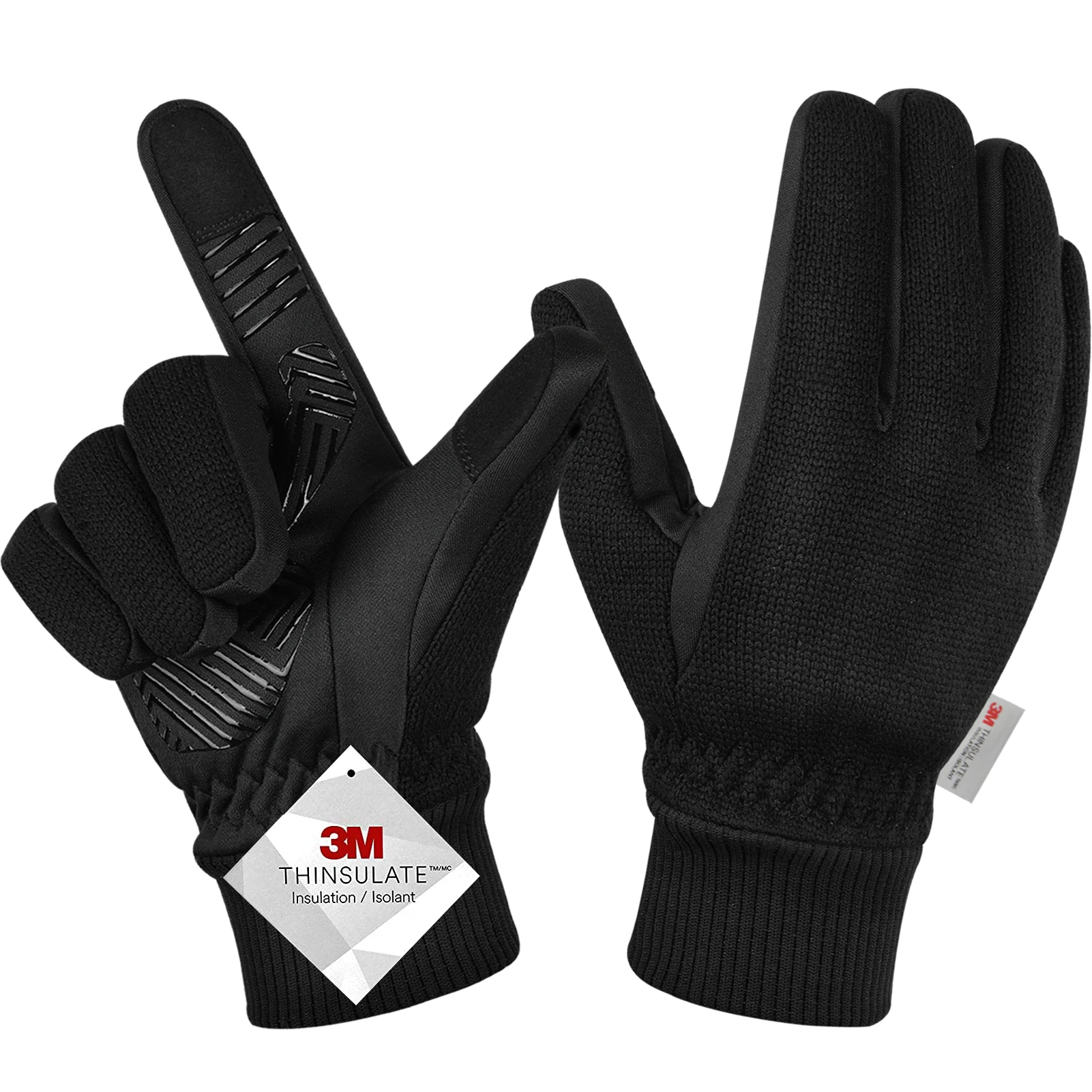 MOREOK -10℃ Winter Gloves Knitted Warm Thermal Gloves Touchscreen Bike Gloves Silica Anti-slip Bicycle Cycling Gloves Men Women