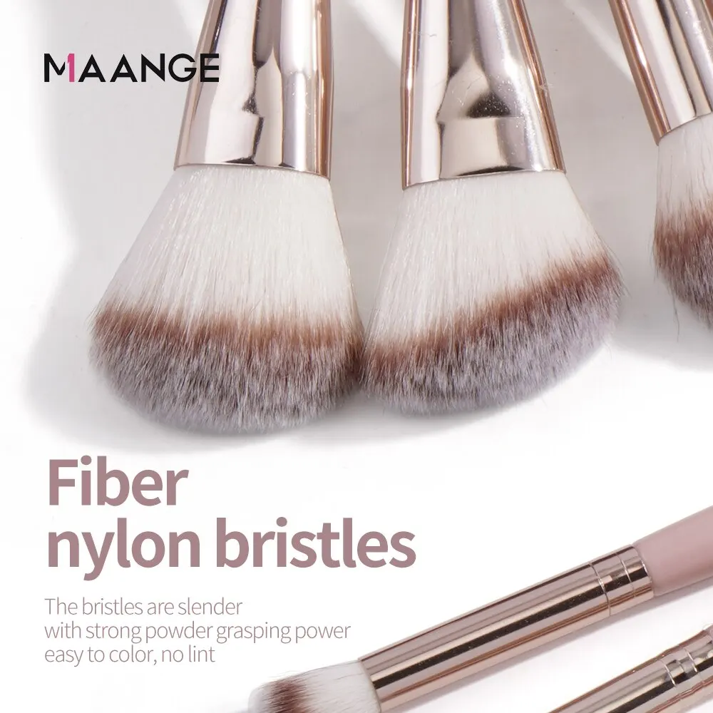Maange 9Pcs Foundation Makeup Brush Set Cosmetic Powder Highlighter Eyeshadow Blending Beauty Tools Dense Soft Bristle Brushes - Image 2