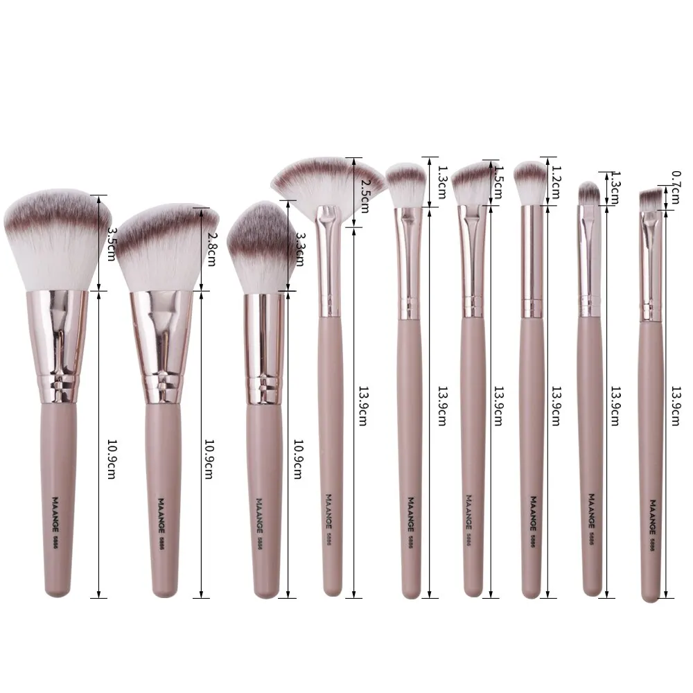 Maange 9Pcs Foundation Makeup Brush Set Cosmetic Powder Highlighter Eyeshadow Blending Beauty Tools Dense Soft Bristle Brushes - Image 6