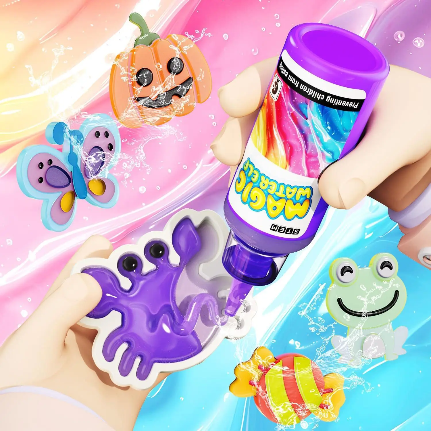 Magic Gel Water Beads Toy: 12-Pack DIY Fairy Garden Kit with Molds, STEM Sensory Squishy Toys, Creative Birthday Gift for Kids - Image 3