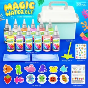 Magic Gel Water Beads Toy: 12-Pack DIY Fairy Garden Kit with Molds, STEM Sensory Squishy Toys, Creative Birthday Gift for Kids