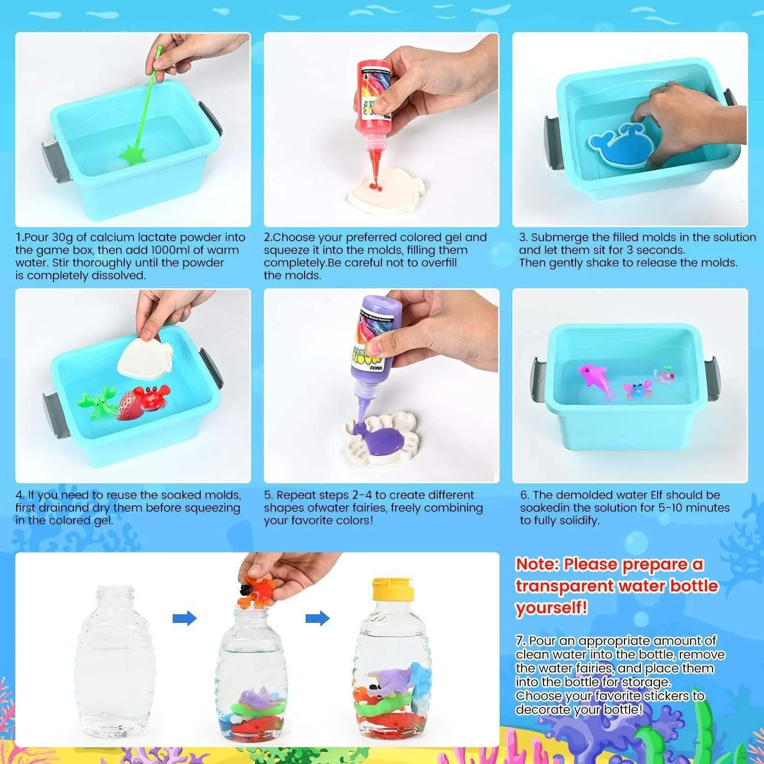 Magic Gel Water Beads Toy: 12-Pack DIY Fairy Garden Kit with Molds, STEM Sensory Squishy Toys, Creative Birthday Gift for Kids - Image 5