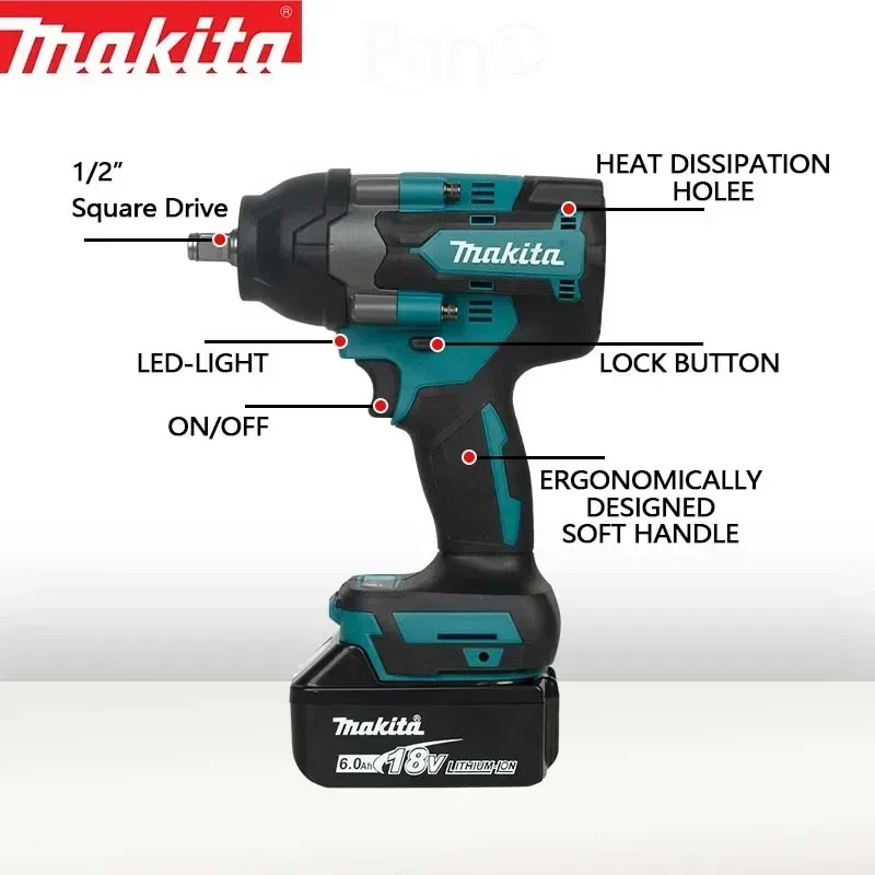 Makita DTW700 Cordless 1000N.m Impact Wrench Brushless Electric Wrench Screwdriver Large Torque Auto Repair Power Tools - Image 3