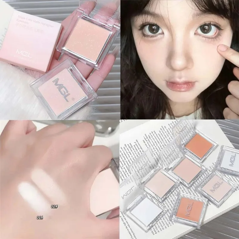 Matte Highlighter Powder Eyeshadow Palette White Long Lasting Natural 3D Brightening Eye Makeup Palette Brighten Face High Gloss - Image 4