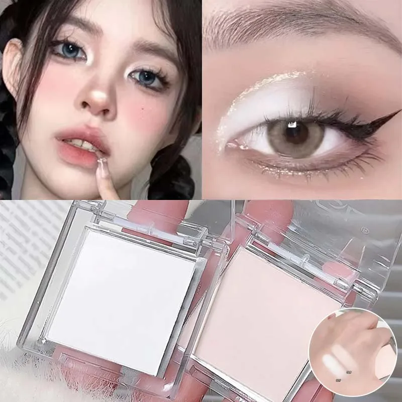 Matte Highlighter Powder Eyeshadow Palette White Long Lasting Natural 3D Brightening Eye Makeup Palette Brighten Face High Gloss