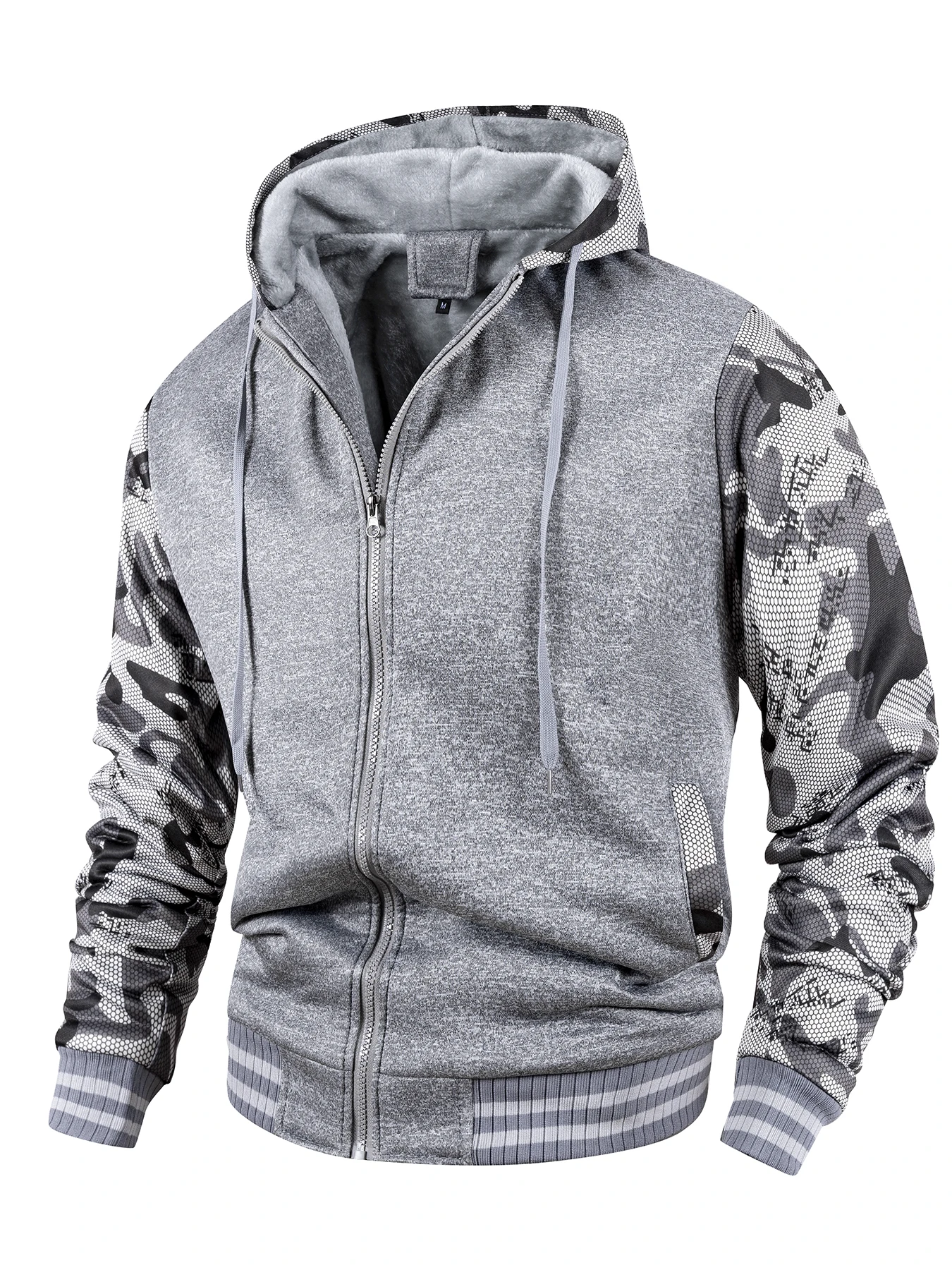 Men Color-Splicing Jacket Winter Warm Fleece Hoodies Outdoor Sports Windproof Baseball Uniform Male Fashion Zipper Thicken Coats - Image 6