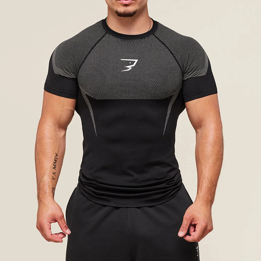 Men Running Compression T-shirt Short Sleeve Sport Tees Gym Fitness Sportshirts Male Jogging Tracksuit Homme Athletic Shirt Tops - Image 2
