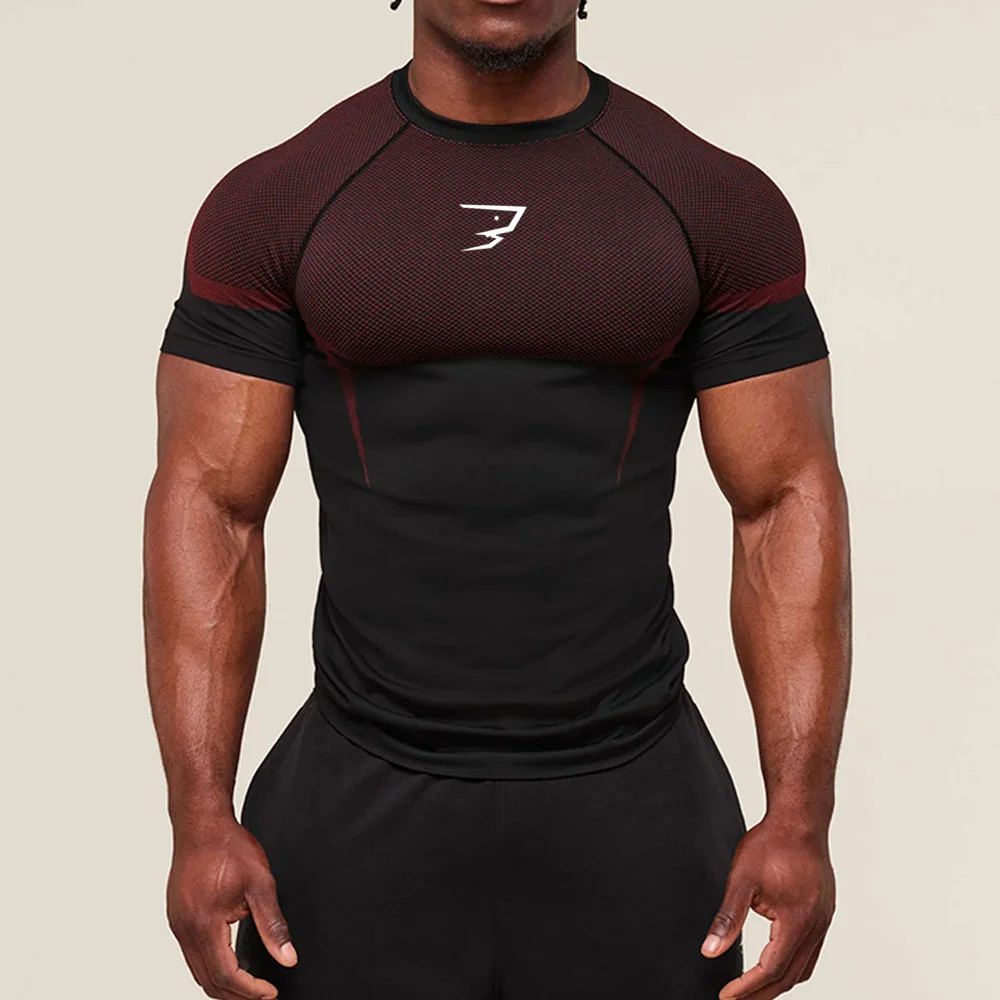 Men Running Compression T-shirt Short Sleeve Sport Tees Gym Fitness Sportshirts Male Jogging Tracksuit Homme Athletic Shirt Tops - Image 4