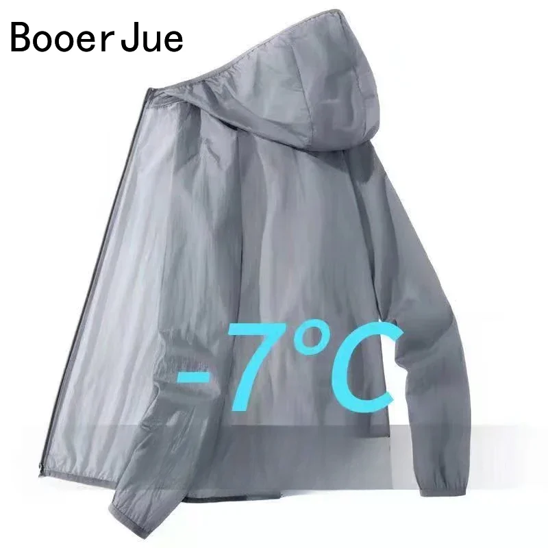 Men Summer Thin Sun Protection Jacket Outdoor Hiking Sports Running Zipper Hooded Loose Casual UV-proof Breathable Cycling Coats - Image 2