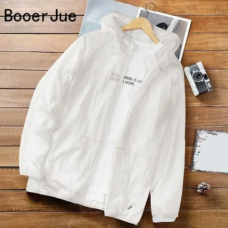 Men Summer Thin Sun Protection Jacket Outdoor Hiking Sports Running Zipper Hooded Loose Casual UV-proof Breathable Cycling Coats - Image 5