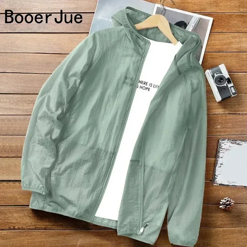 Men Summer Thin Sun Protection Jacket Outdoor Hiking Sports Running Zipper Hooded Loose Casual UV-proof Breathable Cycling Coats - Image 3