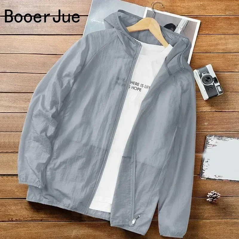 Men Summer Thin Sun Protection Jacket Outdoor Hiking Sports Running Zipper Hooded Loose Casual UV-proof Breathable Cycling Coats - Image 4