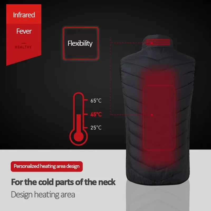 Men USB Infrared 17 Heating Areas Vest Jacket Men Winter Electric Heated Vest Waistcoat For Sports Hiking Oversized 5XL - Image 3