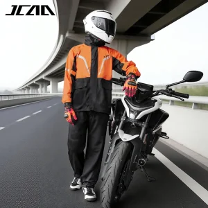Men Women Motorcycle Rain Suit, Heavy Rain Proof Jacket & Pants, Waterproof Windproof Reflective Raincoat for E-Bike