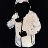 Men's Night Reflective Jackets Fashion Outdoor Windproof Party Dance Hoodeds Coats Hip Hop Streetwear Couples Clothing S-5XL