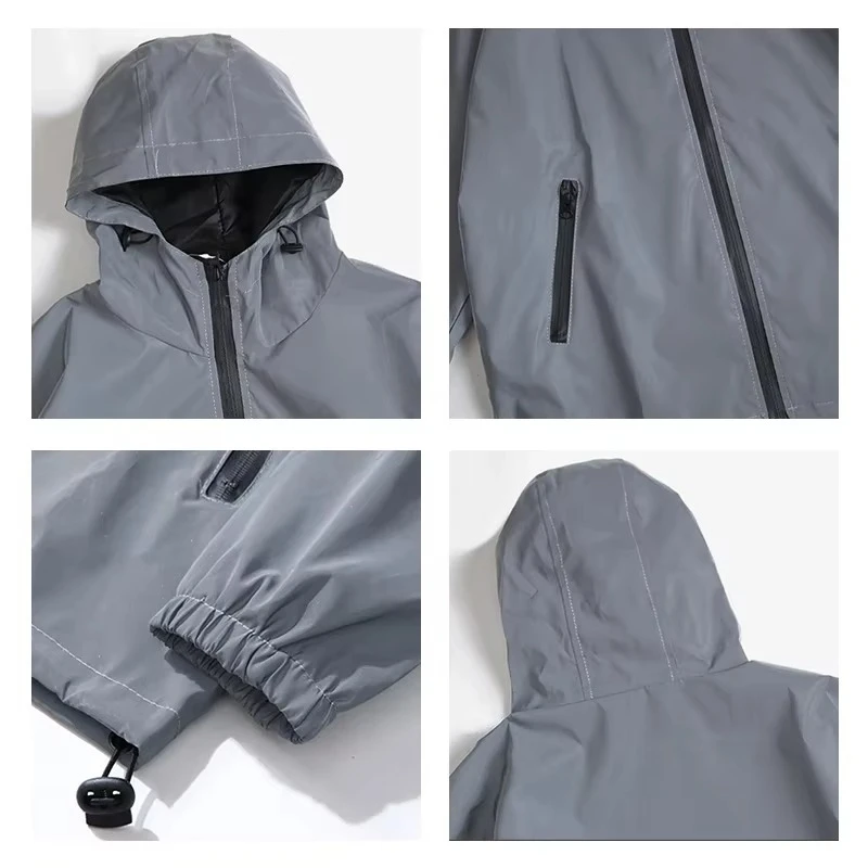 Men's Night Reflective Jackets Fashion Outdoor Windproof Party Dance Hoodeds Coats Hip Hop Streetwear Couples Clothing S-5XL - Image 6