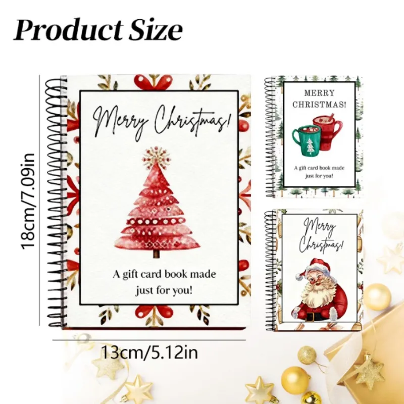 Merry Christmas Gift Card Book, Merry Christmas Gift Cards, 5x7 Color Spiral Bound Card Book, DIY Personalized Xmas Gifts - Image 3