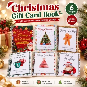 Merry Christmas Gift Card Book, Merry Christmas Gift Cards, 5x7 Color Spiral Bound Card Book, DIY Personalized Xmas Gifts