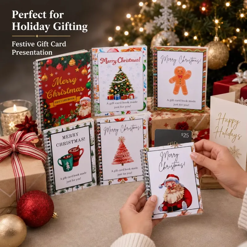 Merry Christmas Gift Card Book, Merry Christmas Gift Cards, 5x7 Color Spiral Bound Card Book, DIY Personalized Xmas Gifts - Image 6