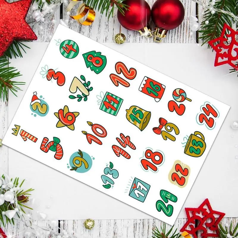 Merry Christmas Stickers Advent Calendar Number Sticker Handmade Cookie Candy Gift Seal Label Paper Sticker Christmas Decoration - Image 2