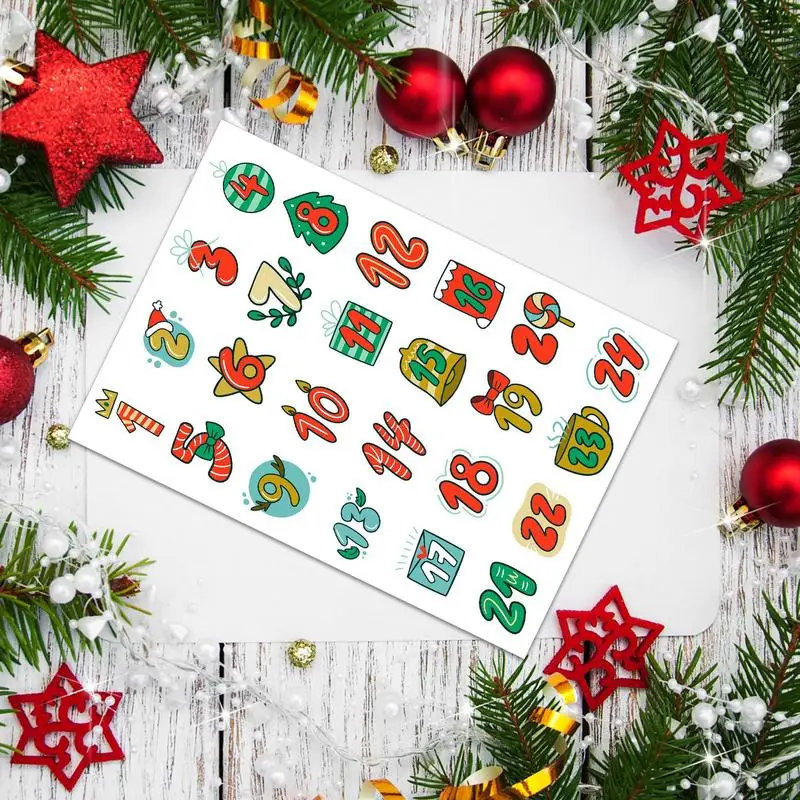 Merry Christmas Stickers Advent Calendar Number Sticker Handmade Cookie Candy Gift Seal Label Paper Sticker Christmas Decoration - Image 4