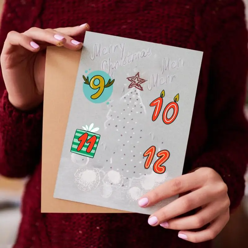 Merry Christmas Stickers Advent Calendar Number Sticker Handmade Cookie Candy Gift Seal Label Paper Sticker Christmas Decoration - Image 3