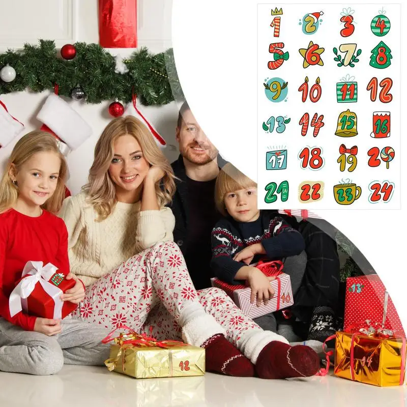 Merry Christmas Stickers Advent Calendar Number Sticker Handmade Cookie Candy Gift Seal Label Paper Sticker Christmas Decoration - Image 5