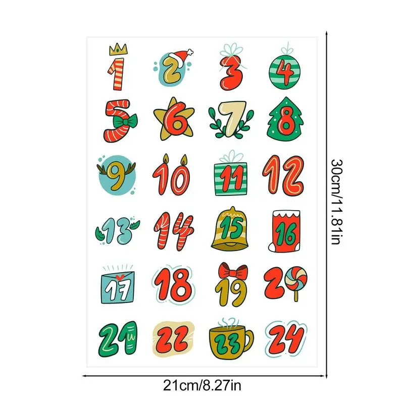 Merry Christmas Stickers Advent Calendar Number Sticker Handmade Cookie Candy Gift Seal Label Paper Sticker Christmas Decoration - Image 6
