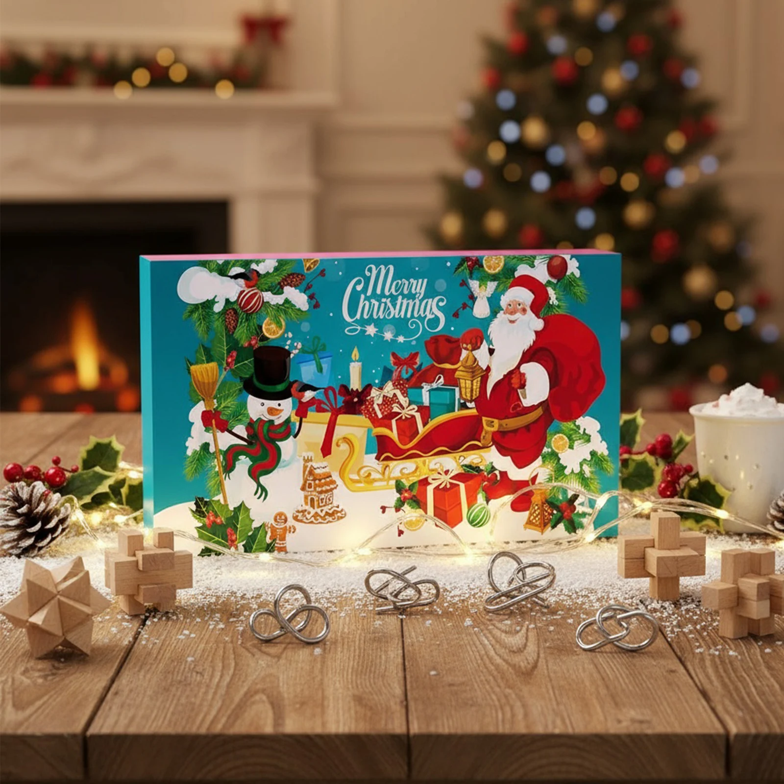 Metal Puzzle Christmas Advent Calendar Gifts Box Ruban Lock Puzzle Xmas Countdown Calendar Box Brain Teaser Fidget Toy - Image 2