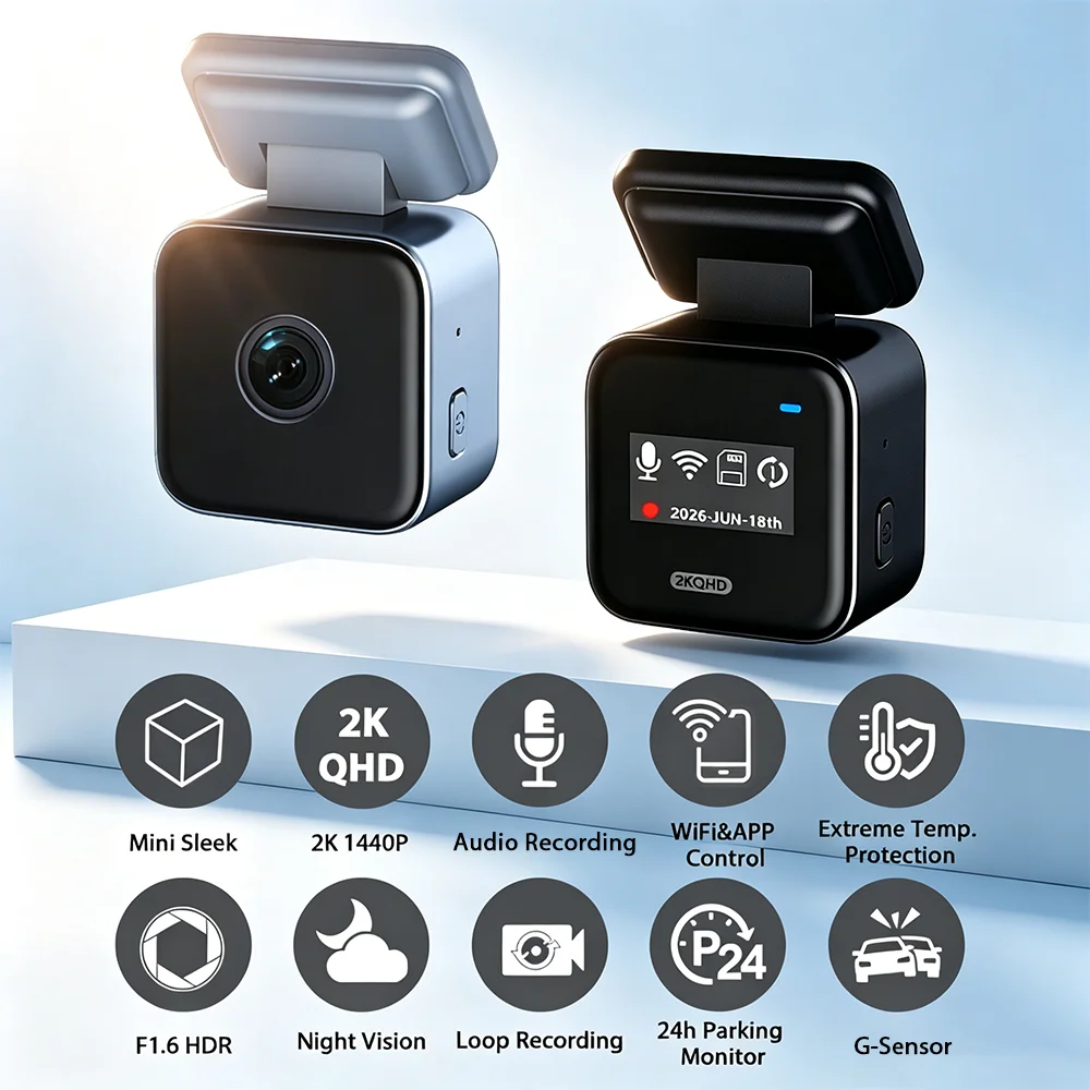 Mini Dashcam 2K Car Cameras with WiFi APP Control 24h Parking Mode Night Vision Time-lapse Recording Loop Recording G-Sensor - Image 2