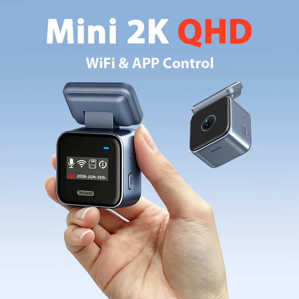 Mini Dashcam 2K Car Cameras with WiFi APP Control 24h Parking Mode Night Vision Time-lapse Recording Loop Recording G-Sensor