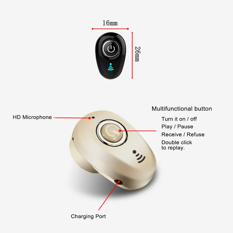 Mini Invisible Ture Wireless Earphone Noise Cancelling Bluetooth Headphones Handsfree Stereo Headset TWS Earbud With Microphone - Image 5
