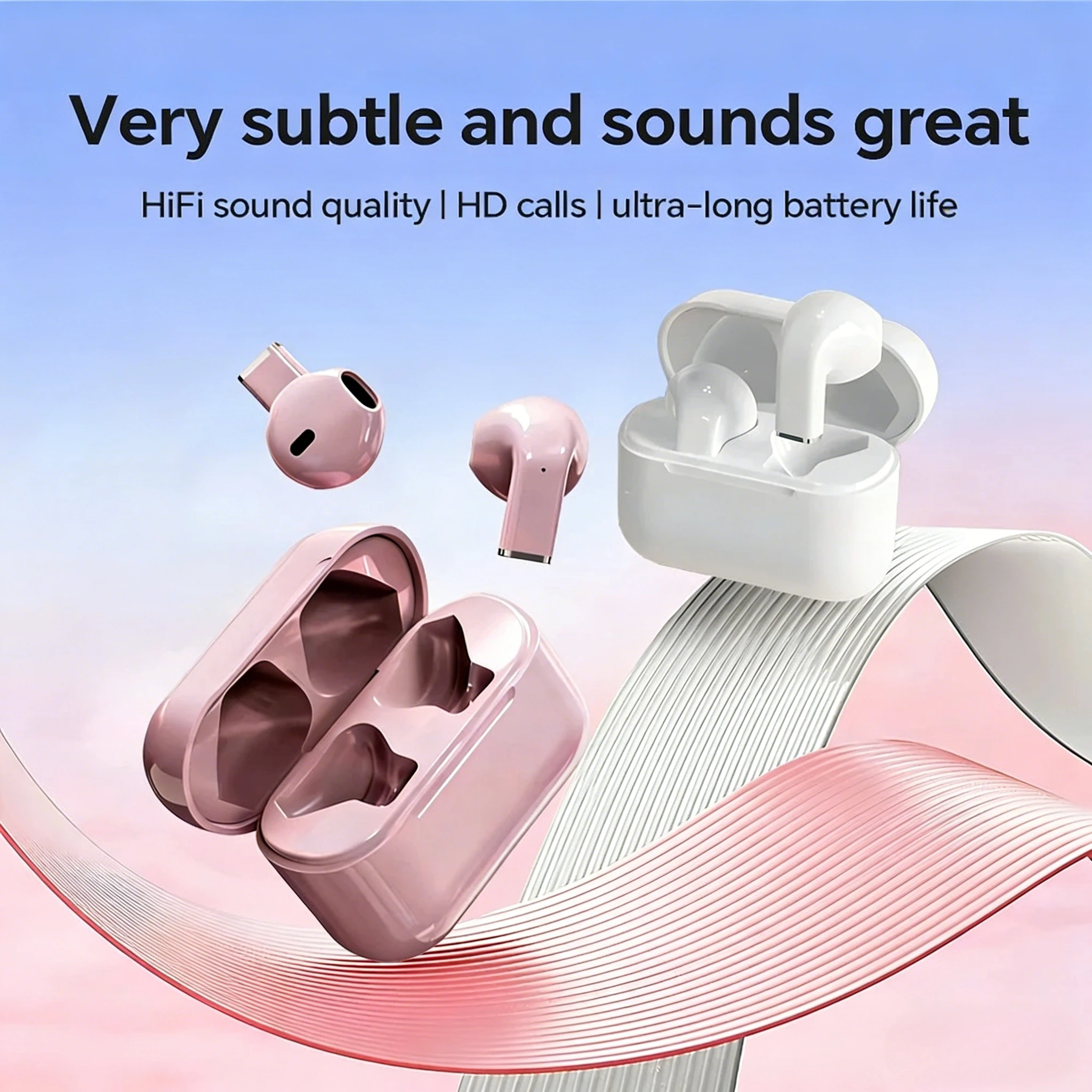 Mini TWS Wireless Bluetooth Earbuds Powerful Active Noise Cancellation Built-In Hands-Free Mic for Music Playback Voice Calls - Image 2