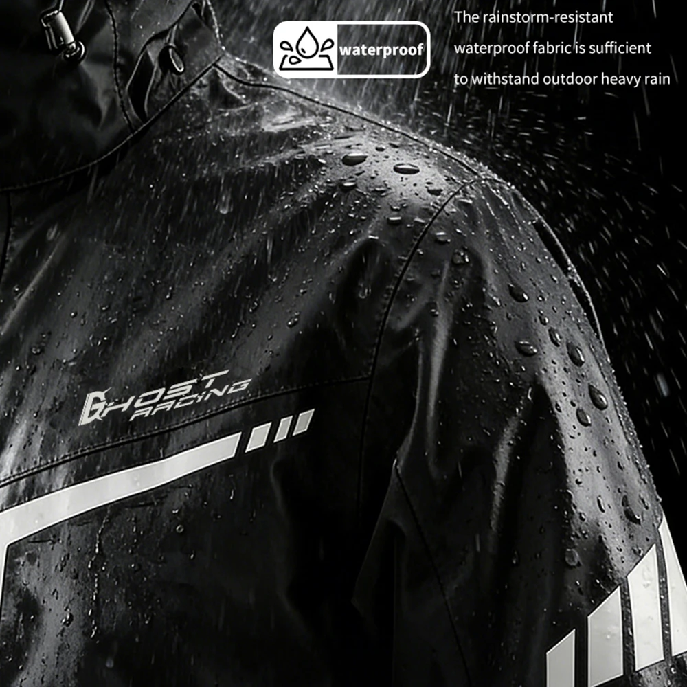 Motorcycle Raincoat Suit Rainstorm Prevention Jacket Pants Camping Hiking Fishing Raincoat Moto Raincoat Motorcyclist Rider Rain - Image 3