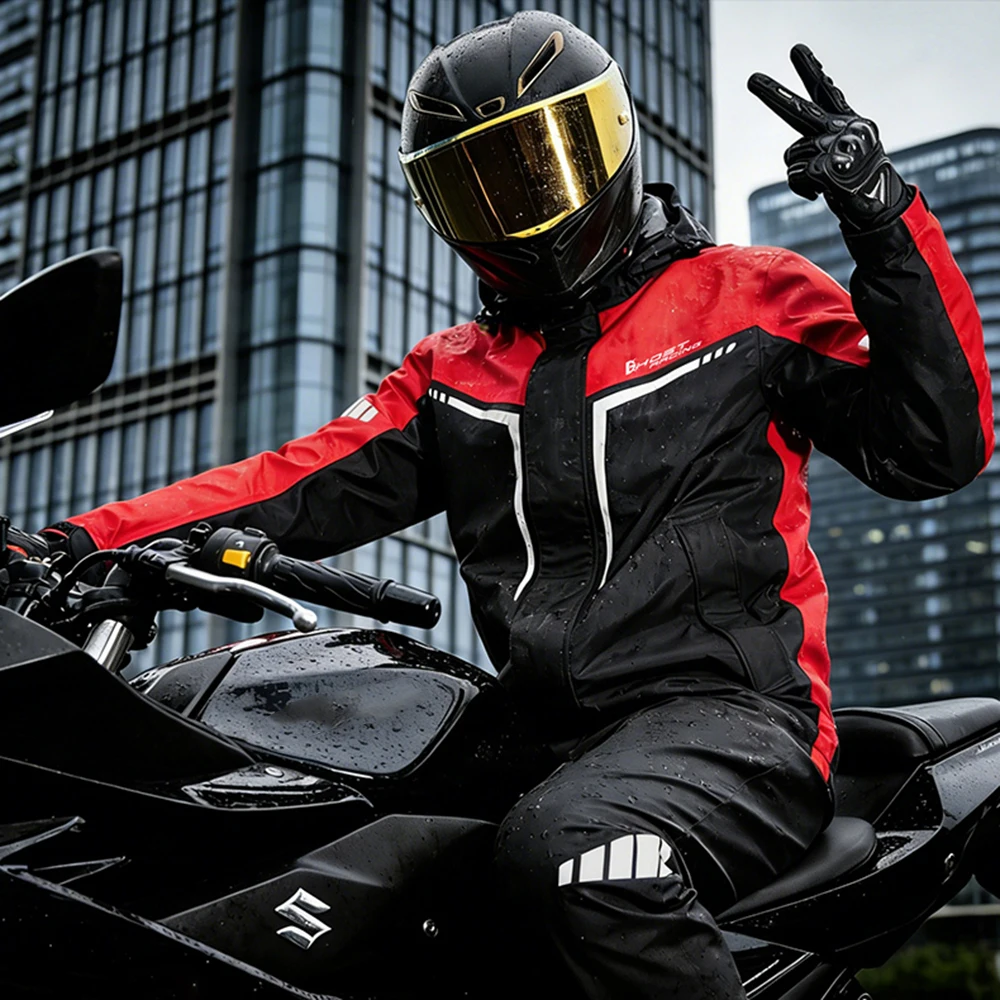 Motorcycle Raincoat Suit Rainstorm Prevention Jacket Pants Camping Hiking Fishing Raincoat Moto Raincoat Motorcyclist Rider Rain - Image 6