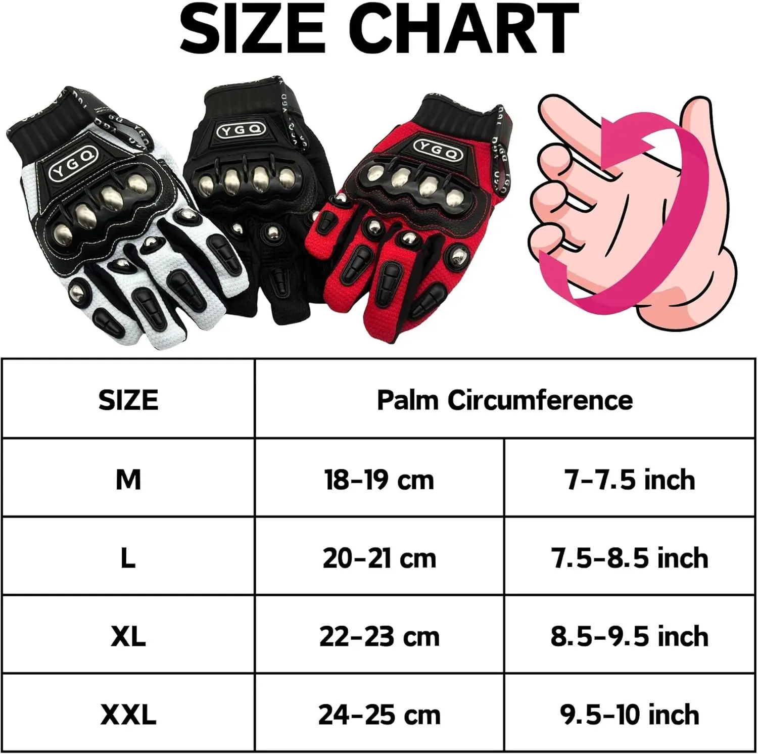 Motorcycle Steel Knuckle Gloves for Men, Motorbike Armoured Protective Touchscreen Gloves with Hard Shell & Palm Padding for Racing Cycling - Image 2