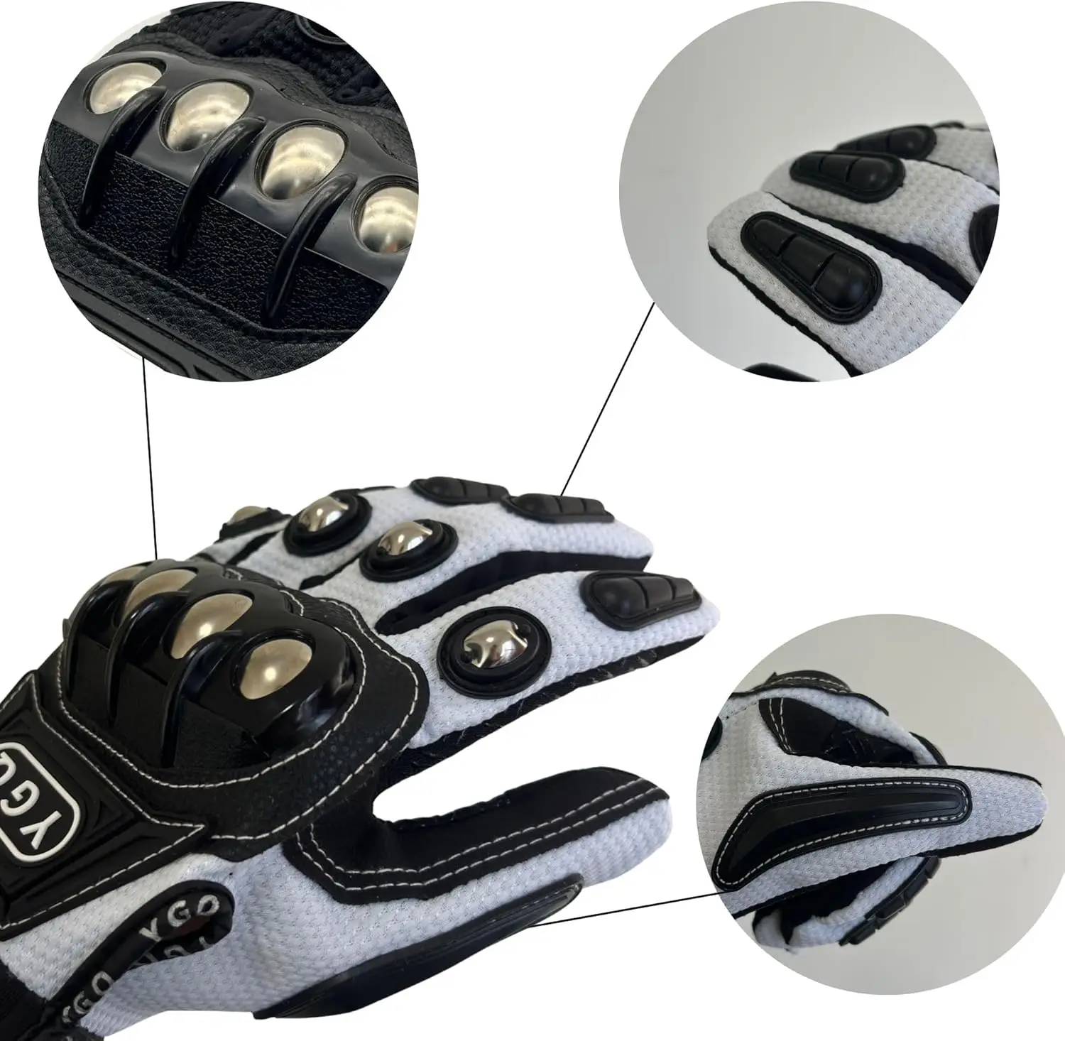 Motorcycle Steel Knuckle Gloves for Men, Motorbike Armoured Protective Touchscreen Gloves with Hard Shell & Palm Padding for Racing Cycling - Image 7