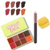 Multi Cream Eyebrow Blush Highlighter Palette Long Wearing Eyeshadow Palette Matte Shimmer Finish With Free Brush & Powder Puff