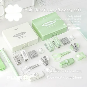Multi Functional Upgrade Efficiency Box Mini Punch Stapler Stationery Set Scissors